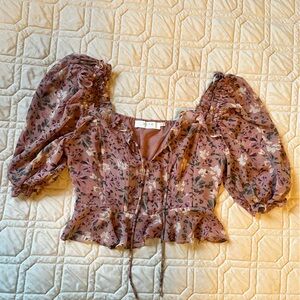 ASTR The Label Pink Floral Blouse